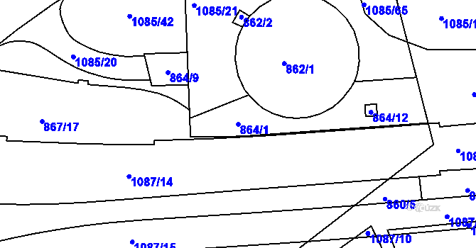 Parcela st. 864/1 v KÚ Ponava, Katastrální mapa