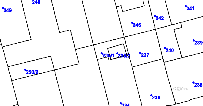 Parcela st. 235/1 v KÚ Ponava, Katastrální mapa
