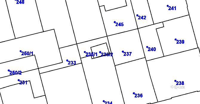 Parcela st. 235/2 v KÚ Ponava, Katastrální mapa