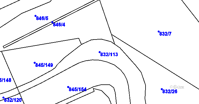 Parcela st. 832/113 v KÚ Ponava, Katastrální mapa