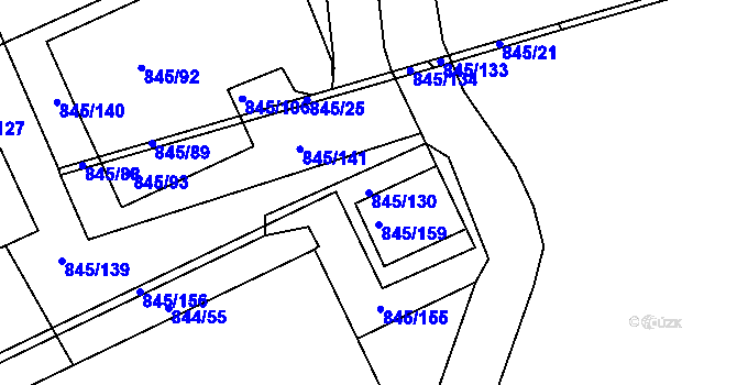 Parcela st. 845/130 v KÚ Ponava, Katastrální mapa