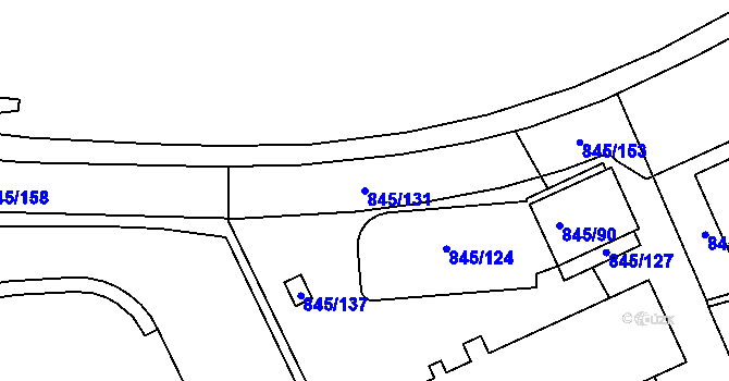 Parcela st. 845/131 v KÚ Ponava, Katastrální mapa