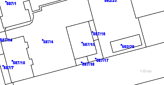 Parcela st. 587/15 v KÚ Ponava, Katastrální mapa