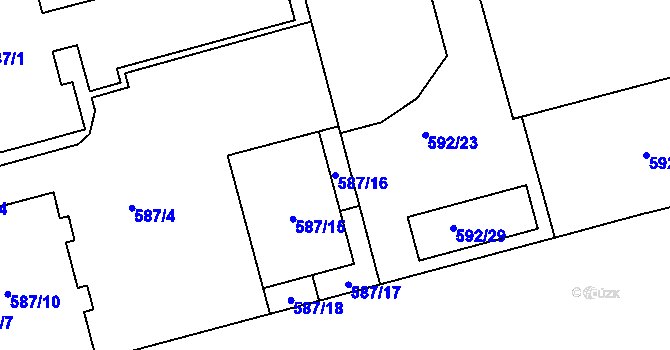 Parcela st. 587/16 v KÚ Ponava, Katastrální mapa