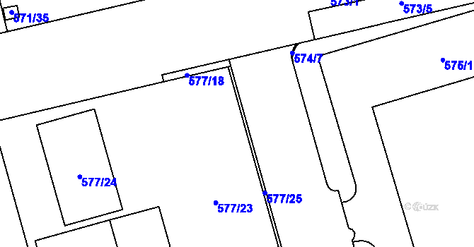 Parcela st. 574/6 v KÚ Ponava, Katastrální mapa