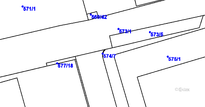 Parcela st. 574/7 v KÚ Ponava, Katastrální mapa