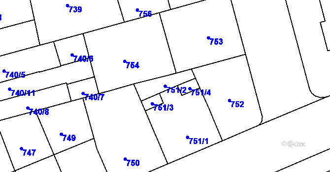 Parcela st. 751/2 v KÚ Ponava, Katastrální mapa