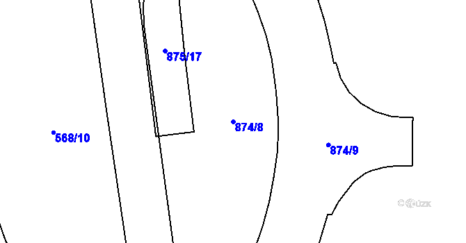 Parcela st. 874/8 v KÚ Ponava, Katastrální mapa