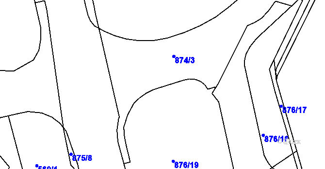 Parcela st. 874/12 v KÚ Ponava, Katastrální mapa