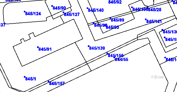Parcela st. 845/139 v KÚ Ponava, Katastrální mapa