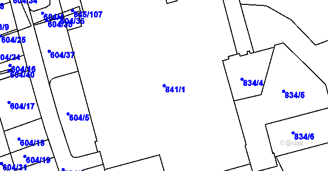 Parcela st. 841/1 v KÚ Ponava, Katastrální mapa