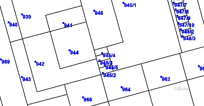 Parcela st. 945/4 v KÚ Ponava, Katastrální mapa