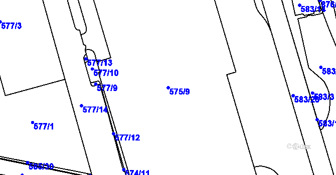 Parcela st. 575/9 v KÚ Ponava, Katastrální mapa