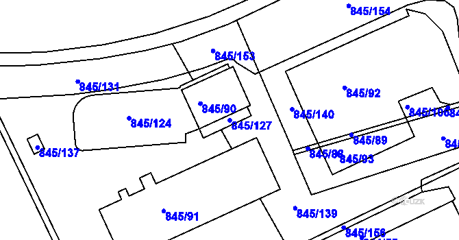 Parcela st. 845/127 v KÚ Ponava, Katastrální mapa