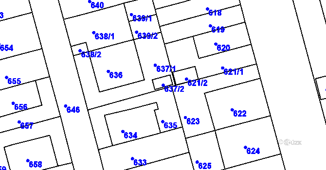 Parcela st. 637/2 v KÚ Ponava, Katastrální mapa