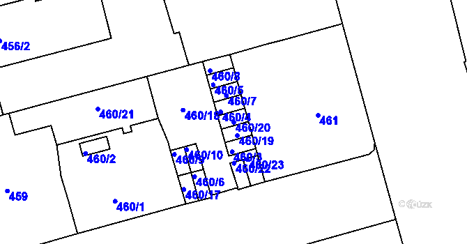 Parcela st. 460/20 v KÚ Ponava, Katastrální mapa