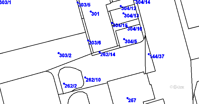 Parcela st. 262/14 v KÚ Ponava, Katastrální mapa