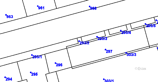 Parcela st. 293/2 v KÚ Ponava, Katastrální mapa