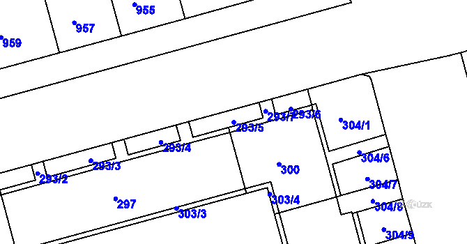 Parcela st. 293/5 v KÚ Ponava, Katastrální mapa