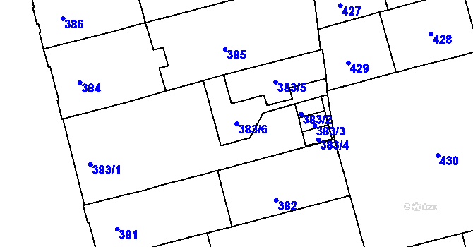 Parcela st. 383/6 v KÚ Ponava, Katastrální mapa
