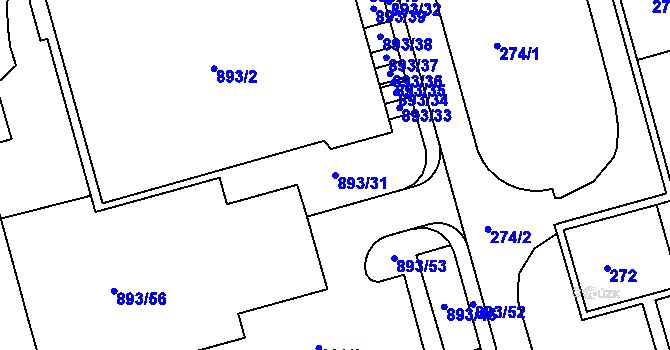 Parcela st. 893/31 v KÚ Ponava, Katastrální mapa