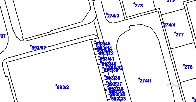 Parcela st. 893/42 v KÚ Ponava, Katastrální mapa