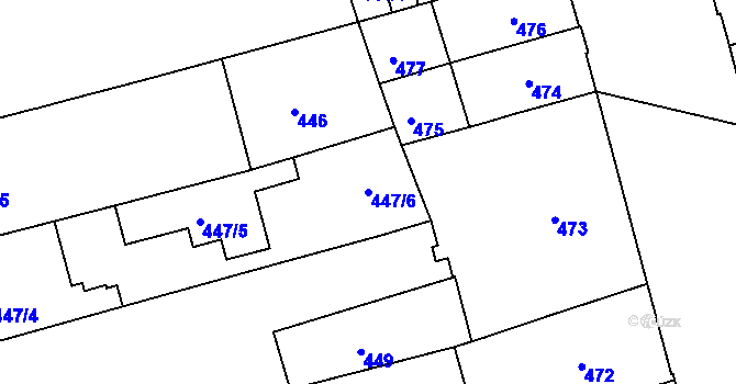 Parcela st. 447/6 v KÚ Ponava, Katastrální mapa