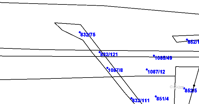 Parcela st. 832/121 v KÚ Ponava, Katastrální mapa