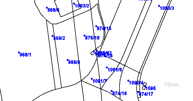 Parcela st. 1094/2 v KÚ Ponava, Katastrální mapa