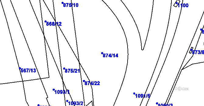 Parcela st. 874/14 v KÚ Ponava, Katastrální mapa