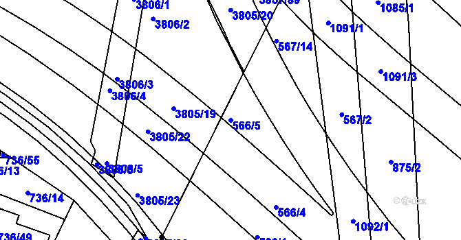 Parcela st. 566/5 v KÚ Ponava, Katastrální mapa