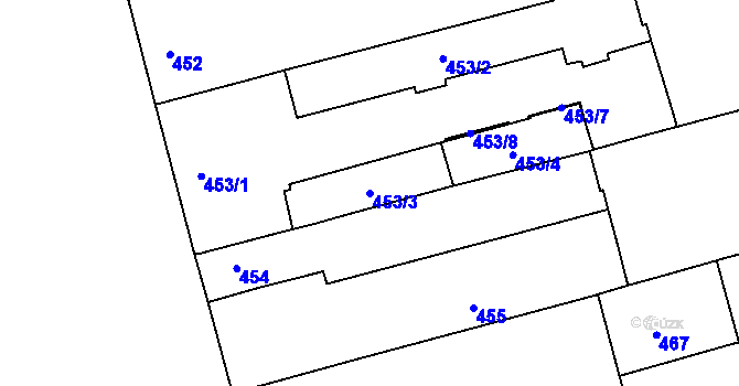 Parcela st. 453/3 v KÚ Ponava, Katastrální mapa