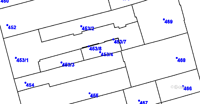 Parcela st. 453/4 v KÚ Ponava, Katastrální mapa