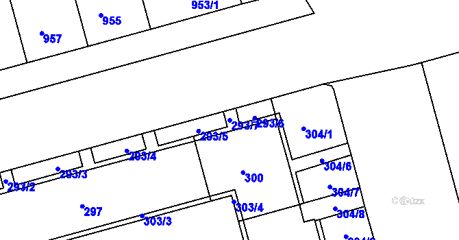 Parcela st. 293/7 v KÚ Ponava, Katastrální mapa