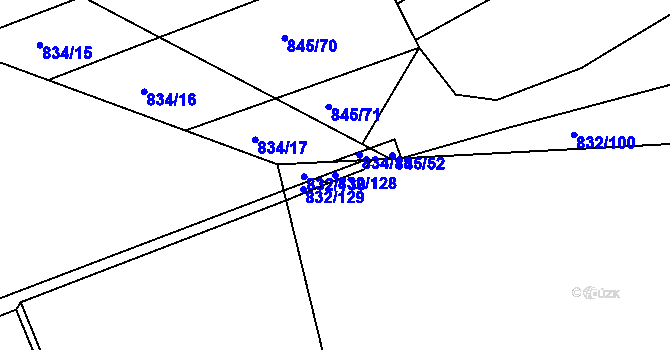 Parcela st. 832/128 v KÚ Ponava, Katastrální mapa