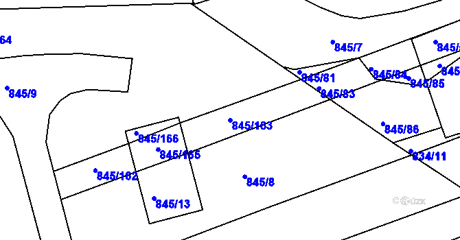 Parcela st. 845/163 v KÚ Ponava, Katastrální mapa