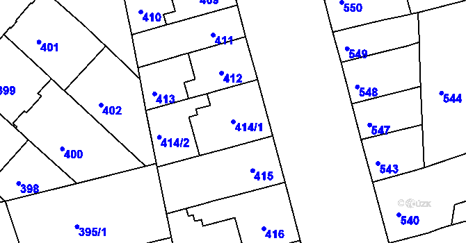 Parcela st. 414/1 v KÚ Ponava, Katastrální mapa