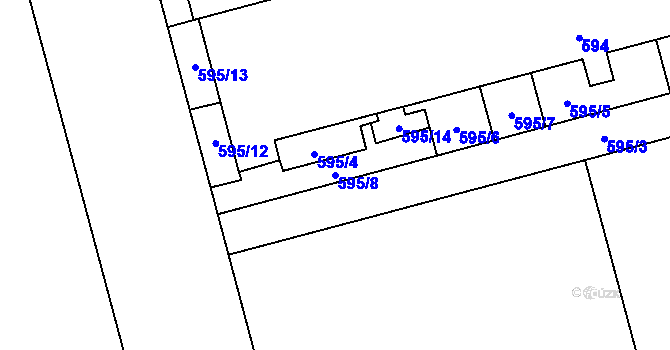 Parcela st. 595/8 v KÚ Ponava, Katastrální mapa