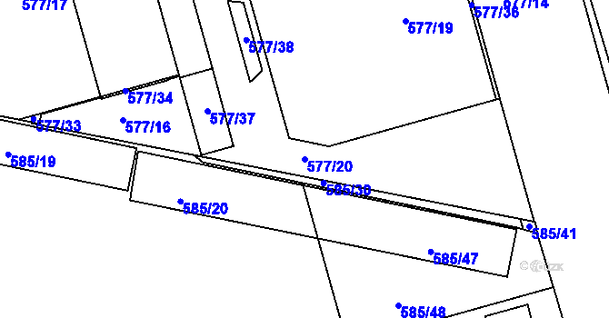 Parcela st. 577/20 v KÚ Ponava, Katastrální mapa
