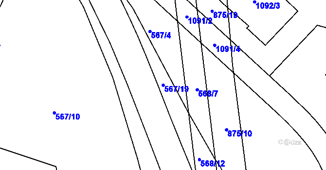 Parcela st. 567/19 v KÚ Ponava, Katastrální mapa