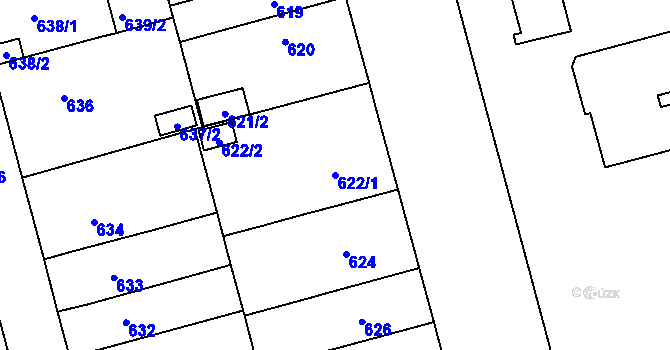 Parcela st. 622/1 v KÚ Ponava, Katastrální mapa