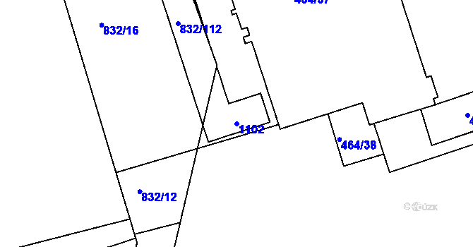 Parcela st. 1102 v KÚ Ponava, Katastrální mapa