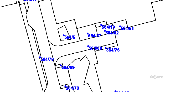 Parcela st. 564/68 v KÚ Ponava, Katastrální mapa