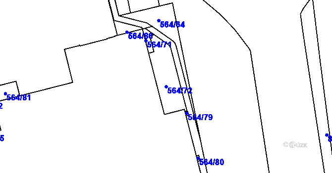 Parcela st. 564/72 v KÚ Ponava, Katastrální mapa