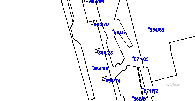 Parcela st. 564/73 v KÚ Ponava, Katastrální mapa