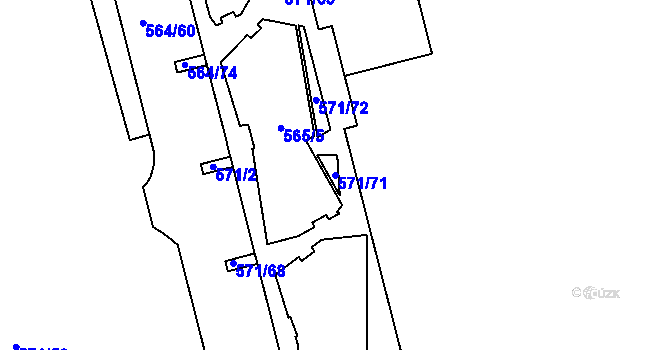 Parcela st. 571/71 v KÚ Ponava, Katastrální mapa