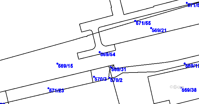 Parcela st. 569/54 v KÚ Ponava, Katastrální mapa