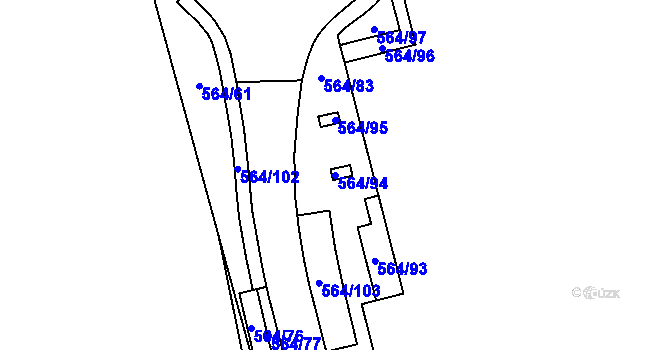 Parcela st. 564/94 v KÚ Ponava, Katastrální mapa
