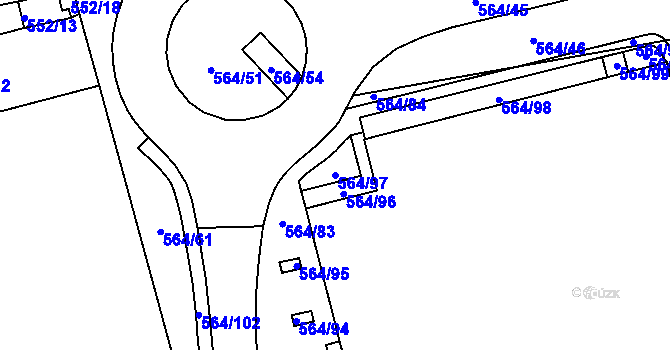 Parcela st. 564/97 v KÚ Ponava, Katastrální mapa