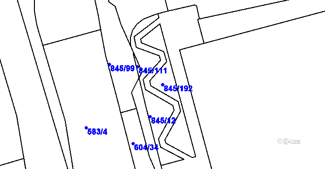 Parcela st. 845/192 v KÚ Ponava, Katastrální mapa